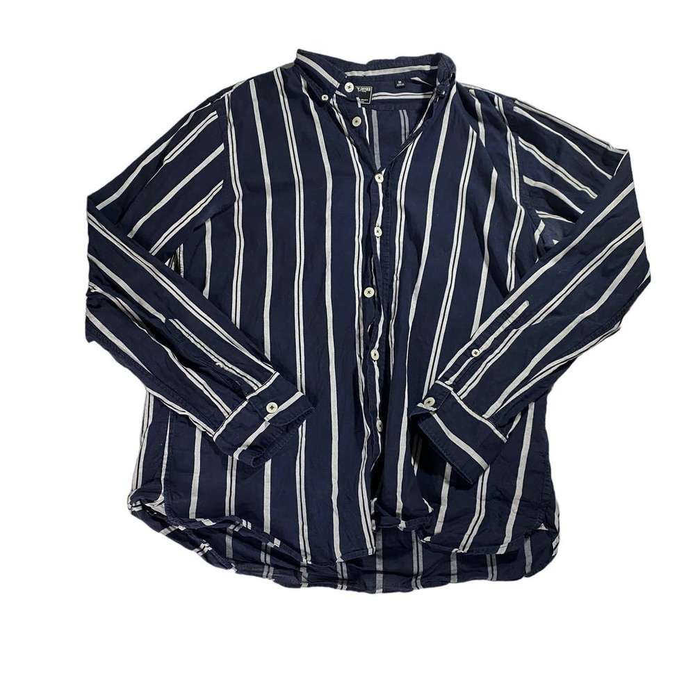 Todd Snyder Navy Striped Button Up Shirt Men's Medium